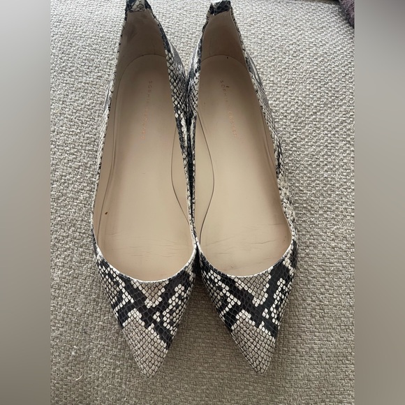 Sophia Webster Black & White Snakeskin Pointed Flats - Picture 3 of 8